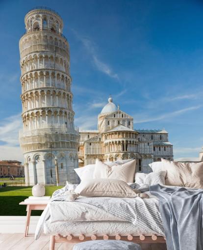 carta da parati torre di pisa e chiesa carta da parati torre di pisa e chiesa
