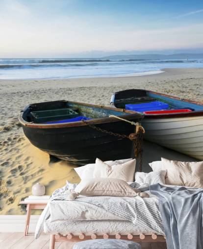 Dois barcos no mural da parede da praia Dois barcos no mural da parede da praia