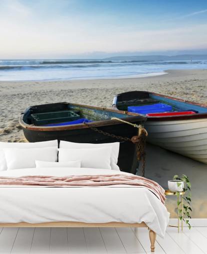 Two Boats on the Beach Wall Mural