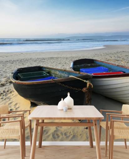 Zwei Boote am Strand Fototapete