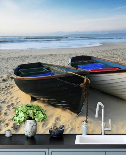 Two Boats on the Beach Wall Mural