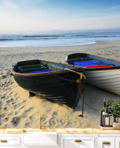 Mural de pared Dos barcos en la playa
