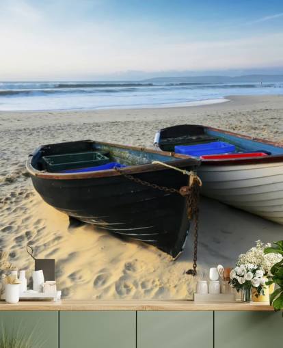 Two Boats on the Beach Wall Mural