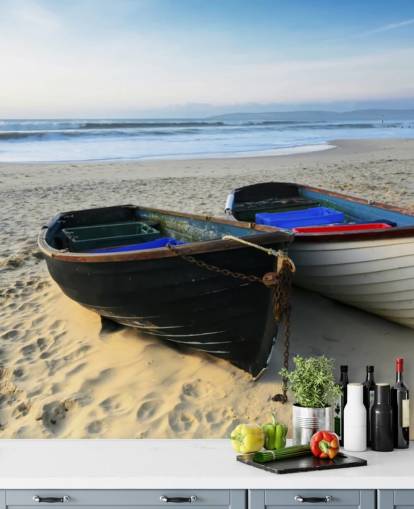Two Boats on the Beach Wall Mural