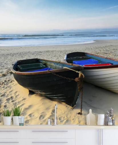 Two Boats on the Beach Wall Mural