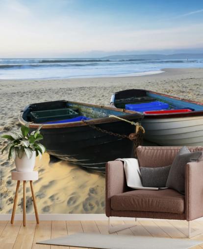 Two Boats on the Beach Wall Mural