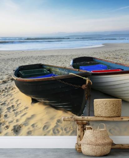 Two Boats on the Beach Wall Mural