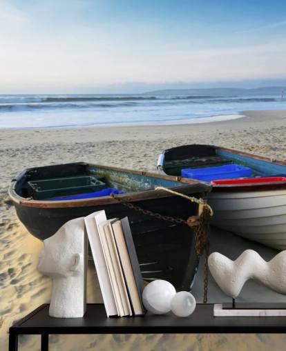 Two Boats on the Beach Wall Mural