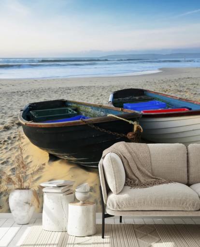 Two Boats on the Beach Wall Mural