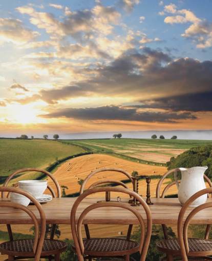 Hay Bals i Countryside Veggmaleri