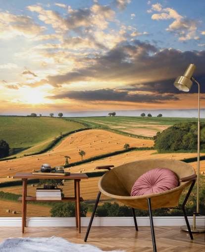 Hay Bals i Countryside Veggmaleri