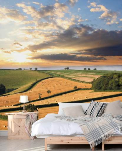 Hay Bales in Countryside Wall Mural Hay Bales in Countryside Wall Mural