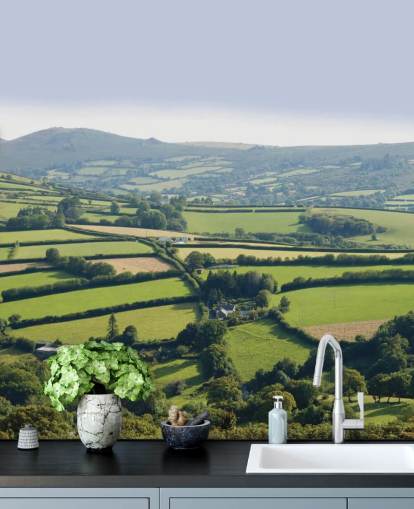 Rollende grüne Hügel Devon Tapete