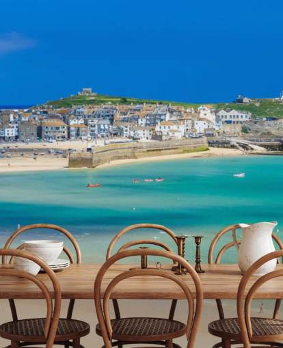 St Ives Panoramic Strand Bakgrunn St Ives Panoramic Strand Bakgrunn