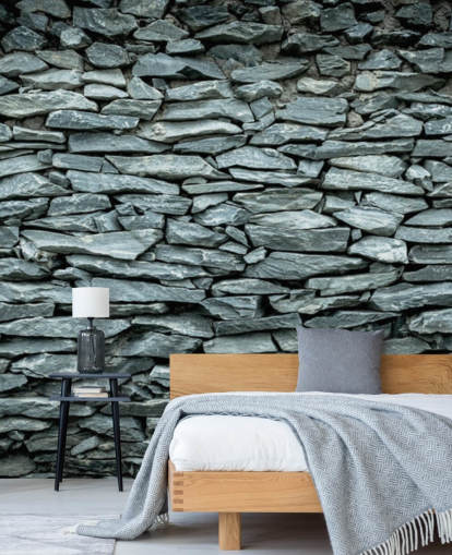 Black and Grey Stone Wallpaper Mural