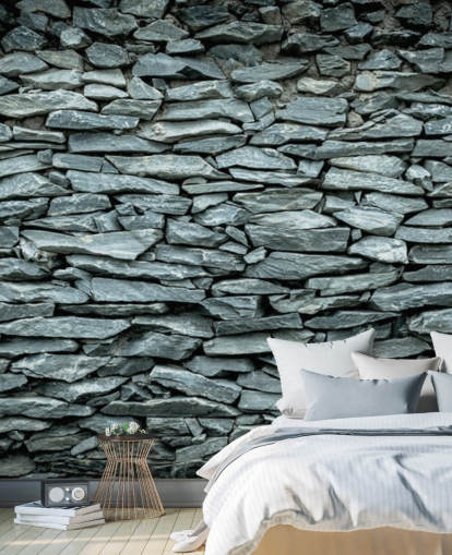 Papel pintado Piedra negra y gris