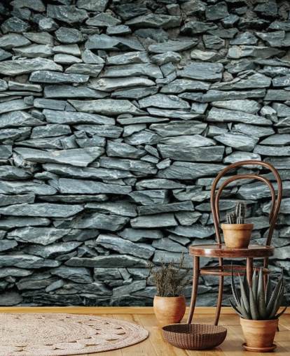 Black and Grey Stone Wallpaper Mural