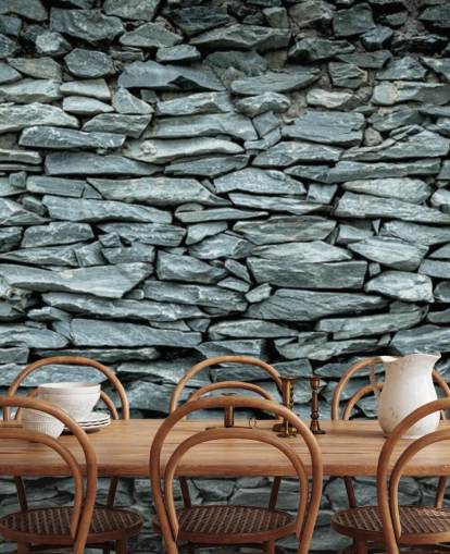 Black and Grey Stone Wallpaper Mural