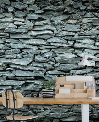 Black and Grey Stone Wallpaper Mural