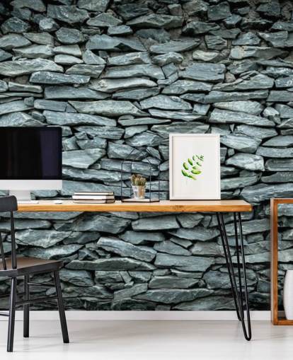 Black and Grey Stone Wallpaper Mural
