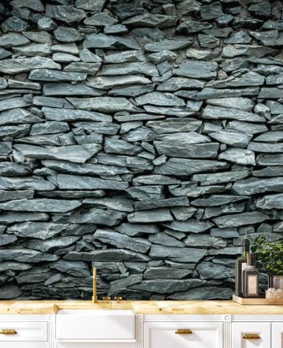 Carta da parati murale con pietra nera e grigia