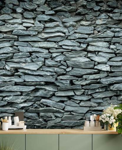 Black and Grey Stone Wallpaper Mural
