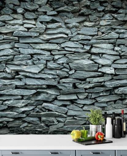 Black and Grey Stone Wallpaper Mural
