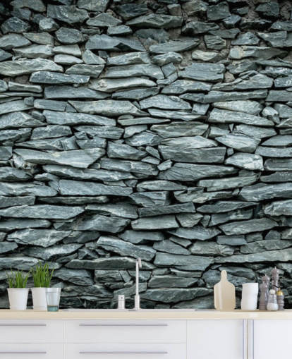 Black and Grey Stone Wallpaper Mural