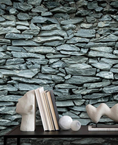 Black and Grey Stone Wallpaper Mural