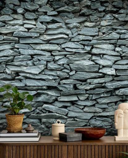 Black and Grey Stone Wallpaper Mural