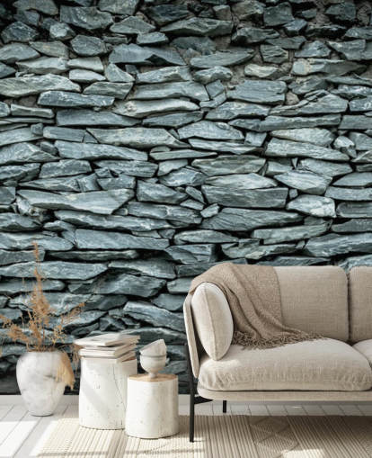 Black and Grey Stone Wallpaper Mural