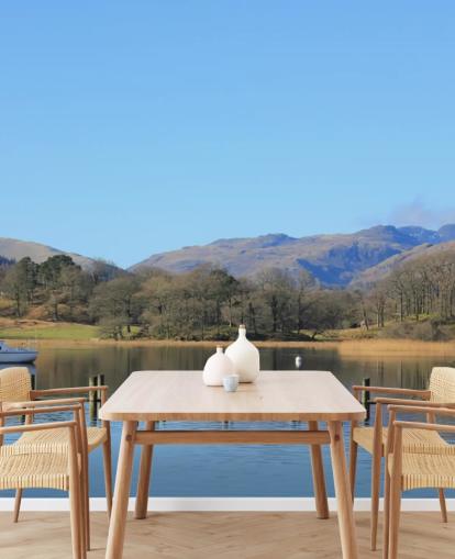 Fondo de pantalla de lago y barco