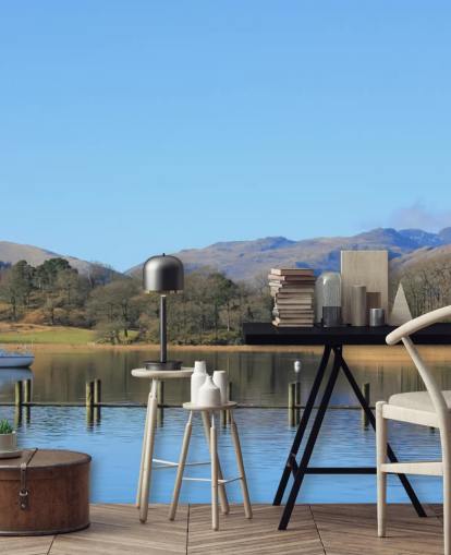 Fondo de pantalla de lago y barco