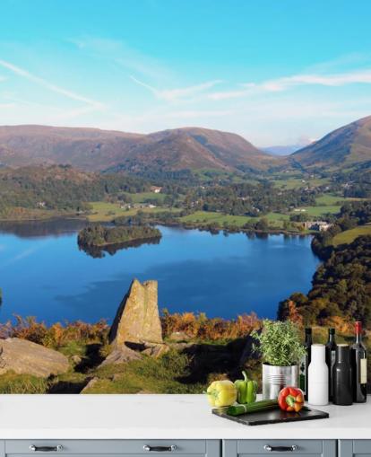 Muurschildering Lake Countryside
