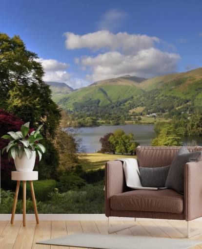 Prachtige Lake District Trees Lake and Hills Wall Mural