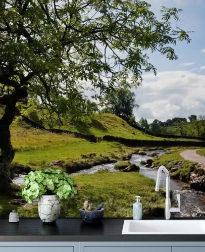 Boom met Brook Muurschildering Boom met Brook Muurschildering