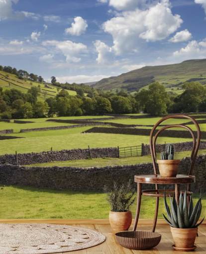 mural de papel pintado personalizable de campo llamado Rural Yorkshire para residencias de ancianos y negocios