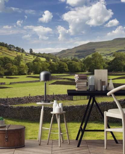 mural de papel pintado personalizable de campo llamado Rural Yorkshire para residencias de ancianos y negocios