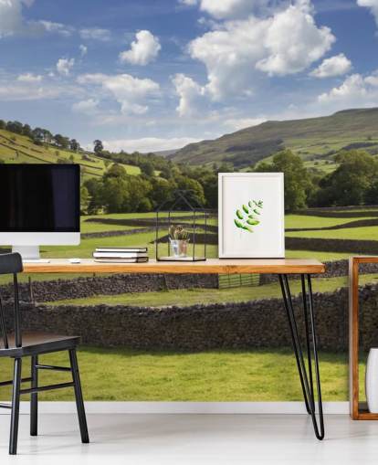 mural de papel de parede personalizável rural chamado Rural Yorkshire para casas de repouso e empresas