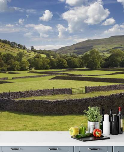 mural de papel pintado personalizable de campo llamado Rural Yorkshire para residencias de ancianos y negocios