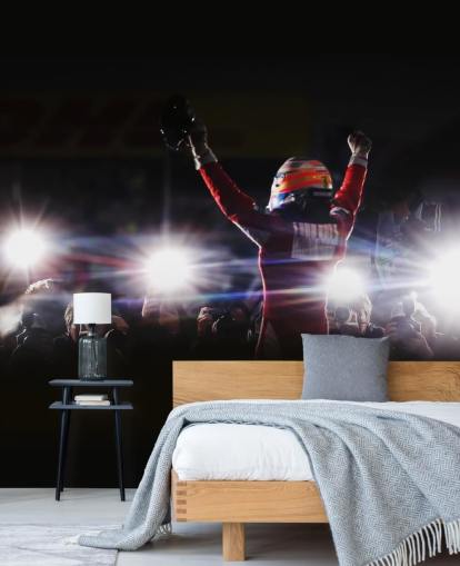 papier peint mural noir, blanc et rouge f1 appelé Fernando Alonso Korea Victory 2010