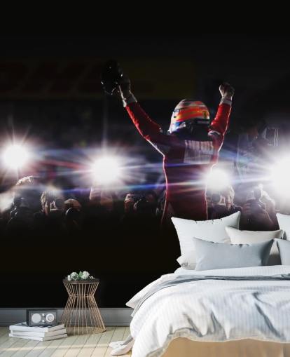 mural de papel de parede f1 preto, branco e vermelho chamado Fernando Alonso Korea Victory 2010