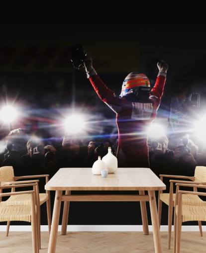 black, white and red f1 wallpaper mural called Fernando Alonso Korea Victory 2010