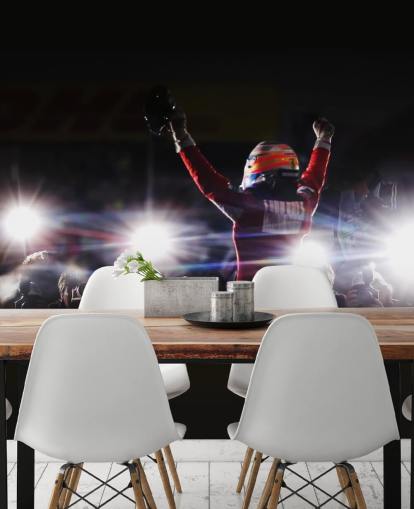 black, white and red f1 wallpaper mural called Fernando Alonso Korea Victory 2010