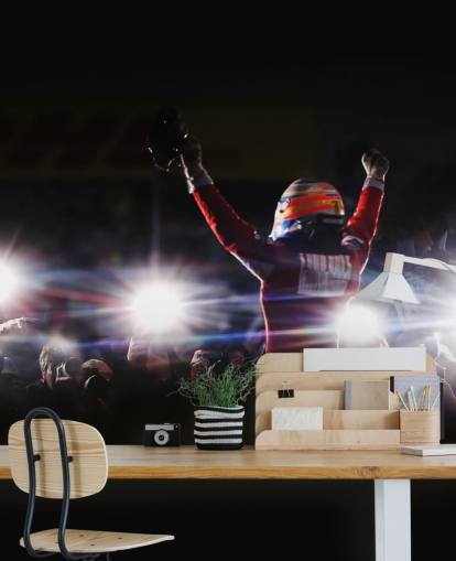 mural de papel pintado f1 en blanco, negro y rojo llamado Fernando Alonso Korea Victory 2010 mural de papel pintado f1 en blanco, negro y rojo llamado Fernando Alonso Korea Victory 2010