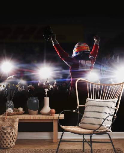 black, white and red f1 wallpaper mural called Fernando Alonso Korea Victory 2010