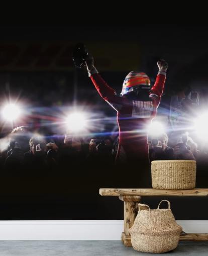 black, white and red f1 wallpaper mural called Fernando Alonso Korea Victory 2010