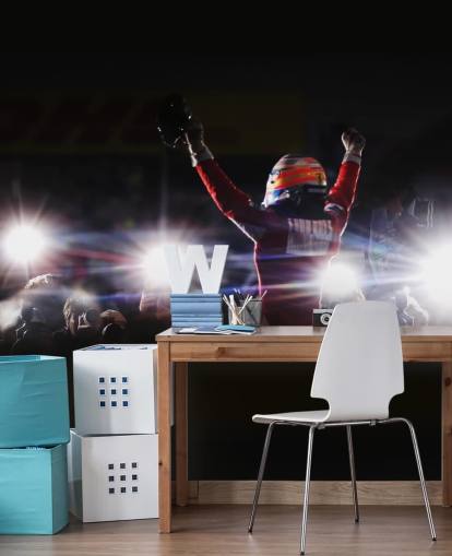 black, white and red f1 wallpaper mural called Fernando Alonso Korea Victory 2010