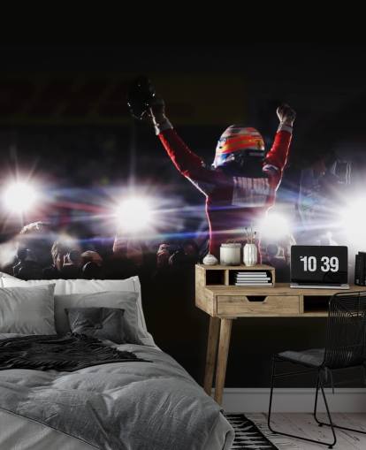 sort, hvid og rød f1 tapet vægmaleri kaldet Fernando Alonso Korea Victory 2010