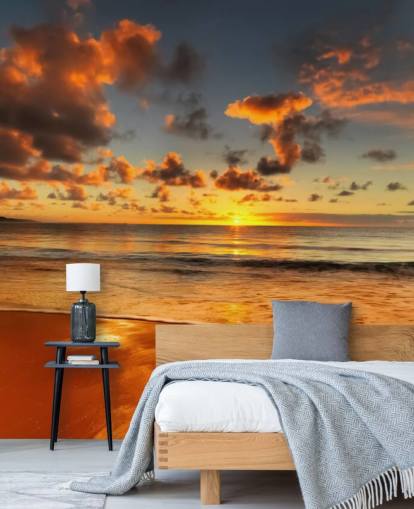 orange beach and sunset wallpaper